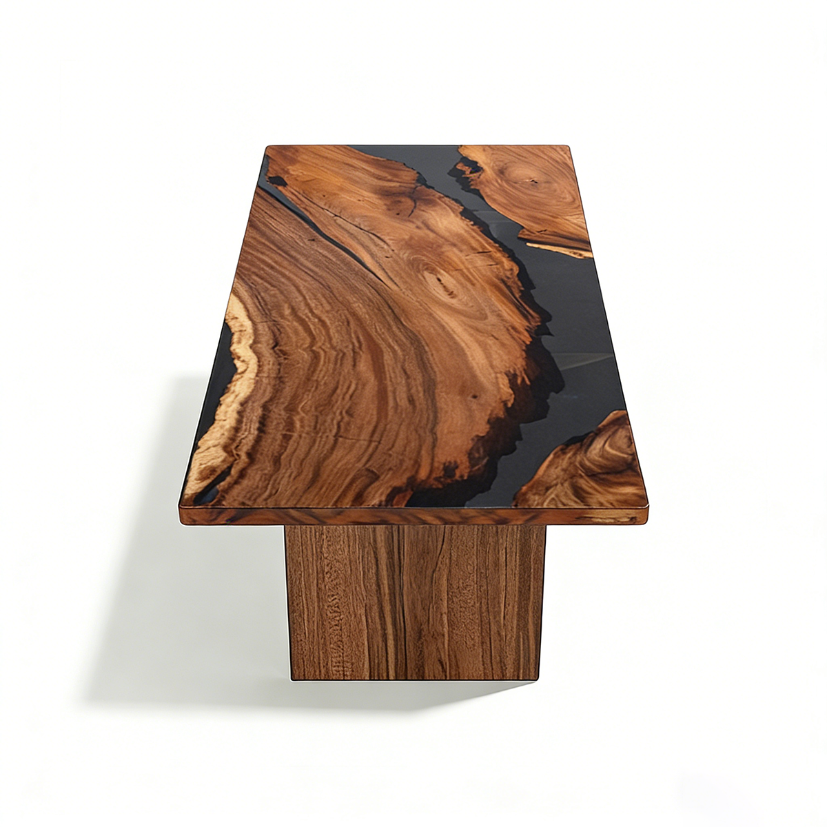 Black Walnut Wood Rectangle Epoxy Resin Conference Table