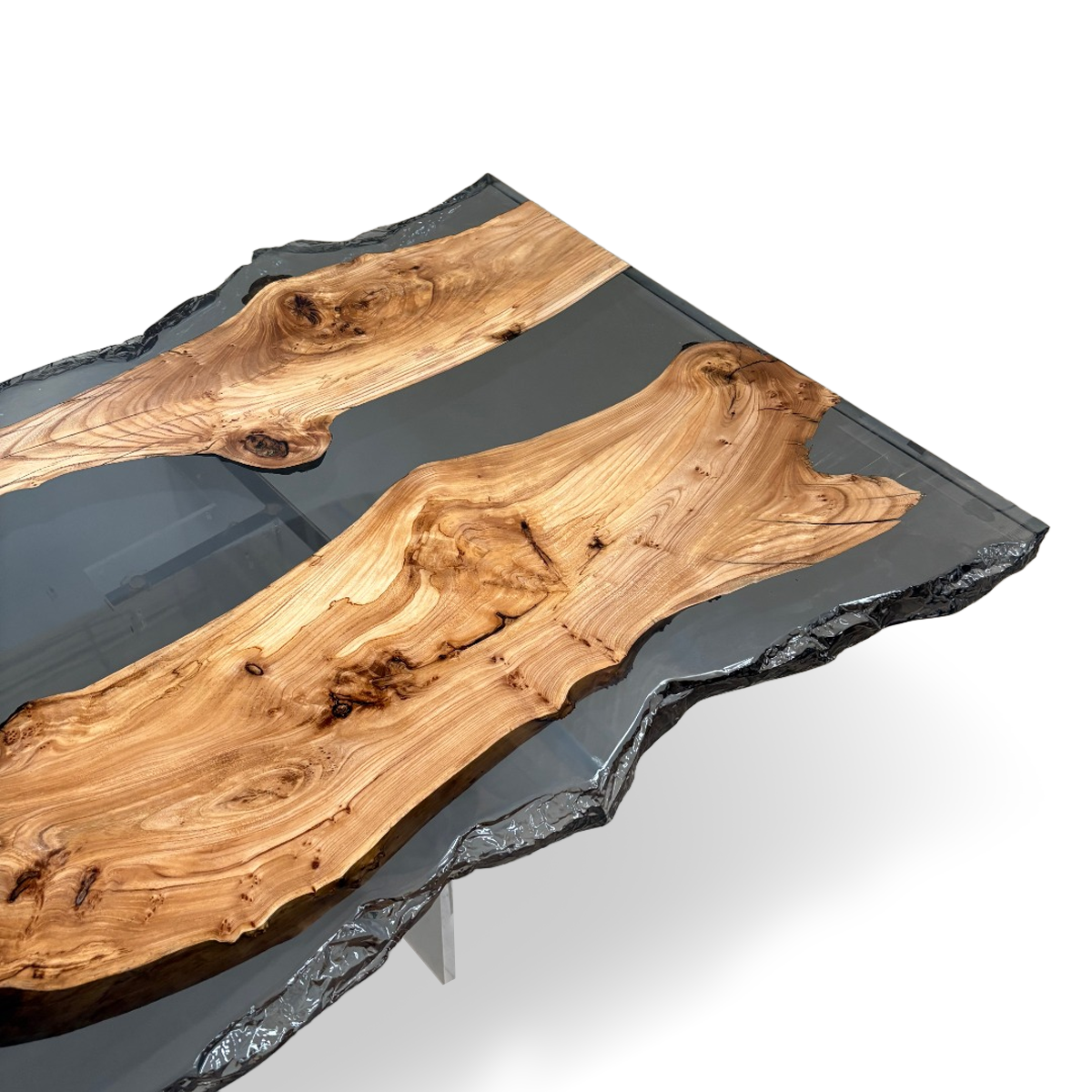 Olive Wood Live Edge Rectangle Epoxy Resin Dining Table