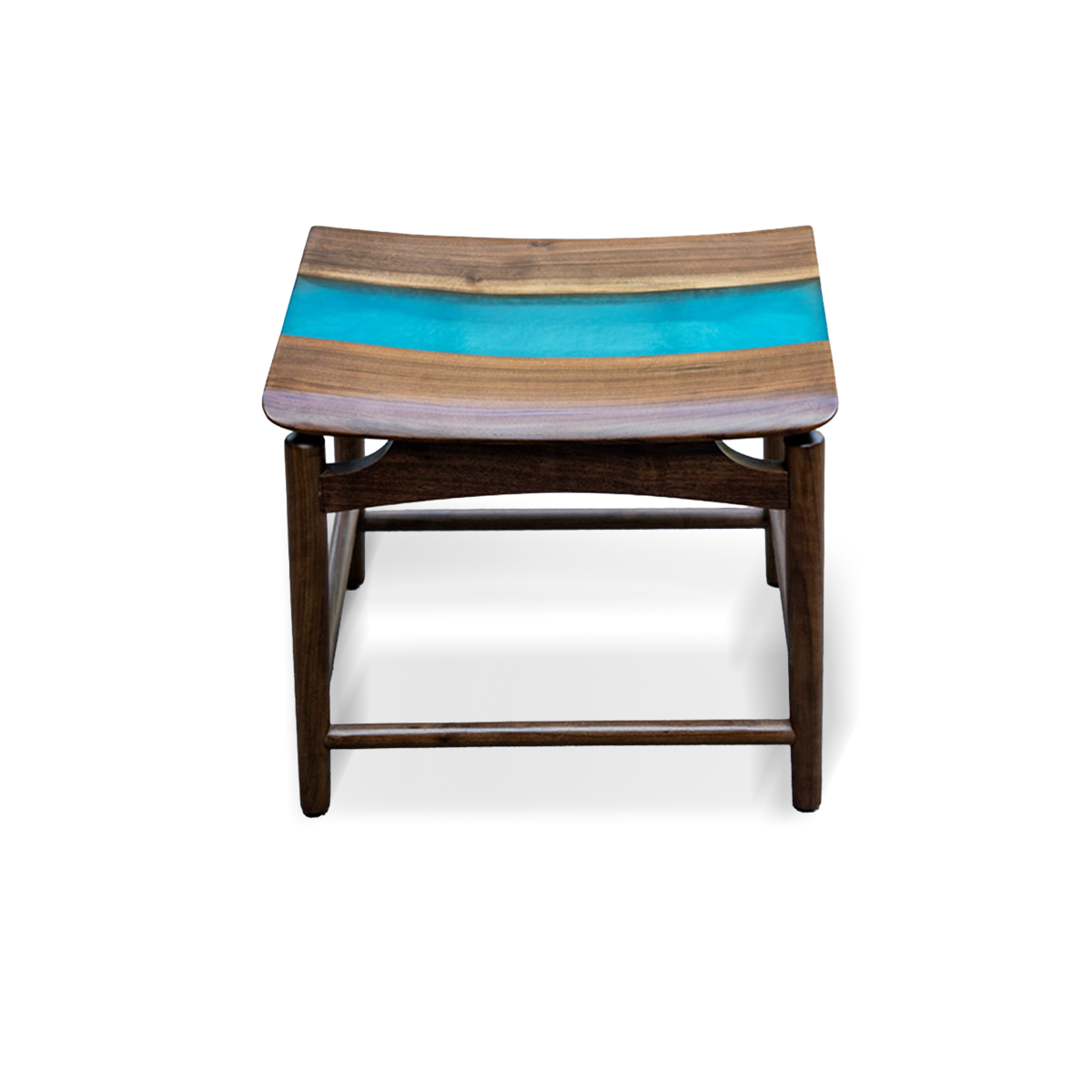 Walnut Wood Blue River Epoxy Resin Chair