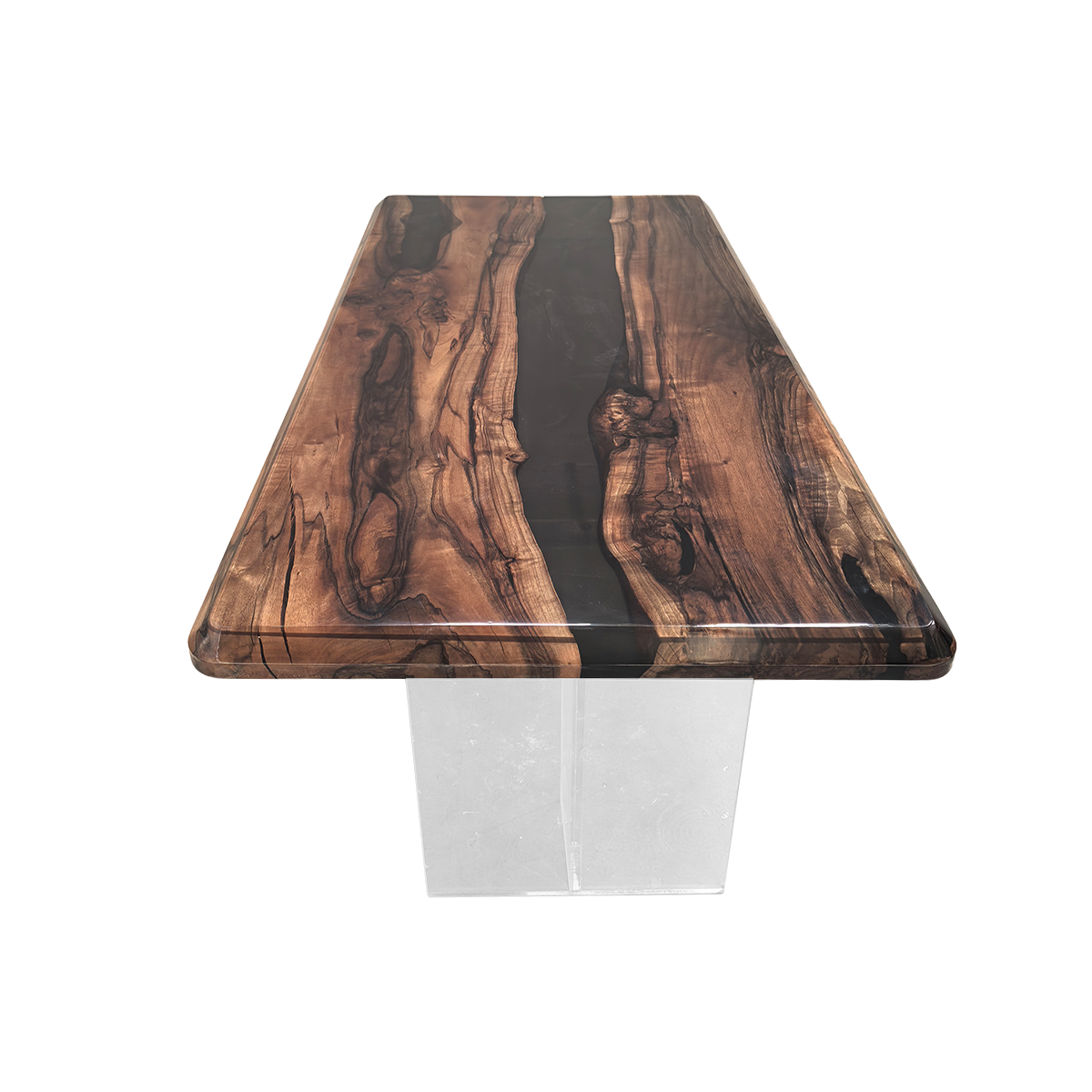 Walnut Wood Black Epoxy Resin River Dining Table