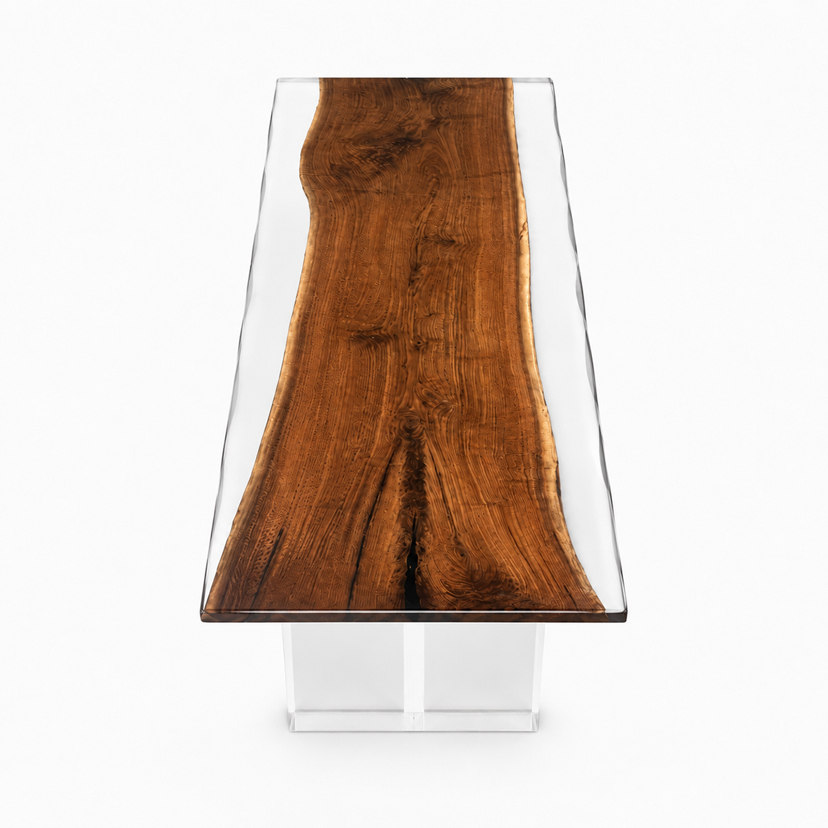 Black Walnut Wood with White Transparent Epoxy Resin Dining Table 35.4"W x 94.5"L Thickness 2.0"