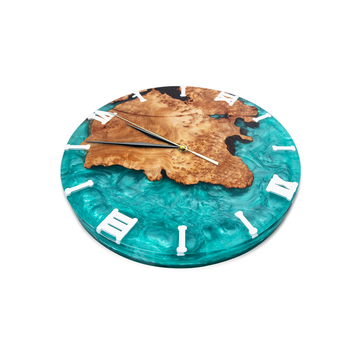 Cunninghamia Wood Swirl Blue Resin Clock