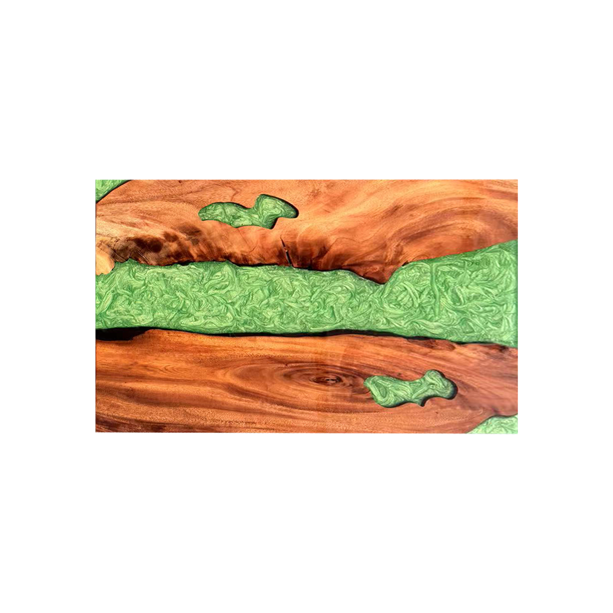 Walnut Wood Green Epoxy River Dining Table