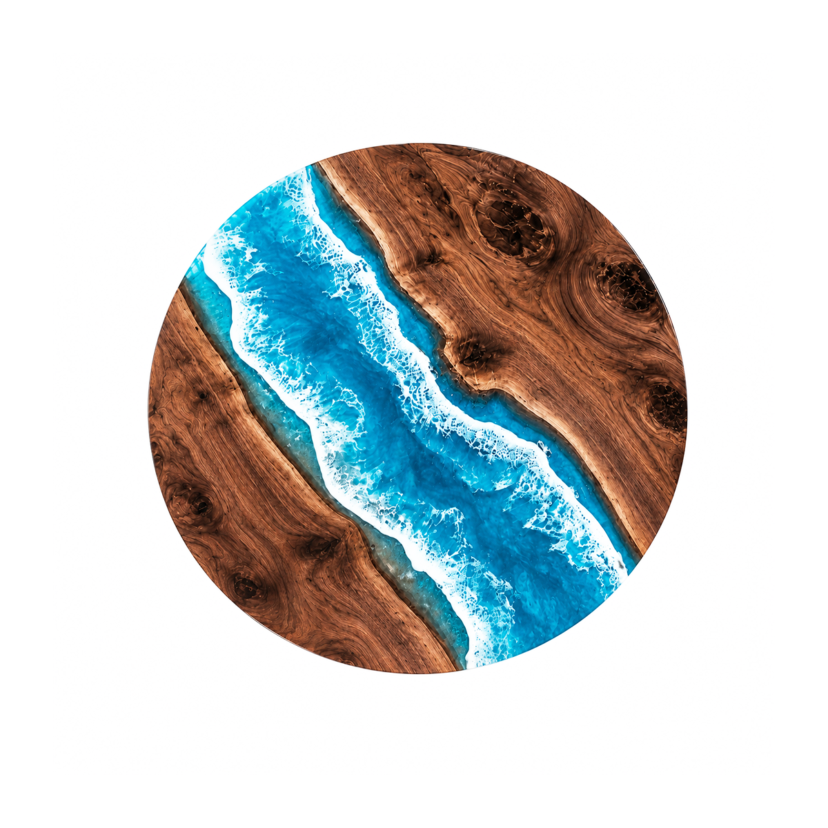 Black Walnut with Blue Wave Epoxy Resin Round Table