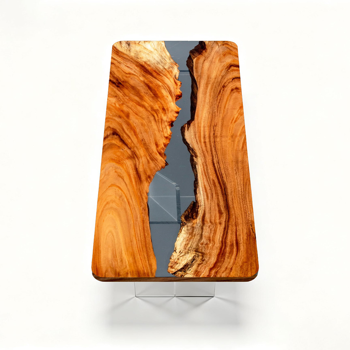 Cunninghamia Wood Epoxy Table with Transparent Black Resin