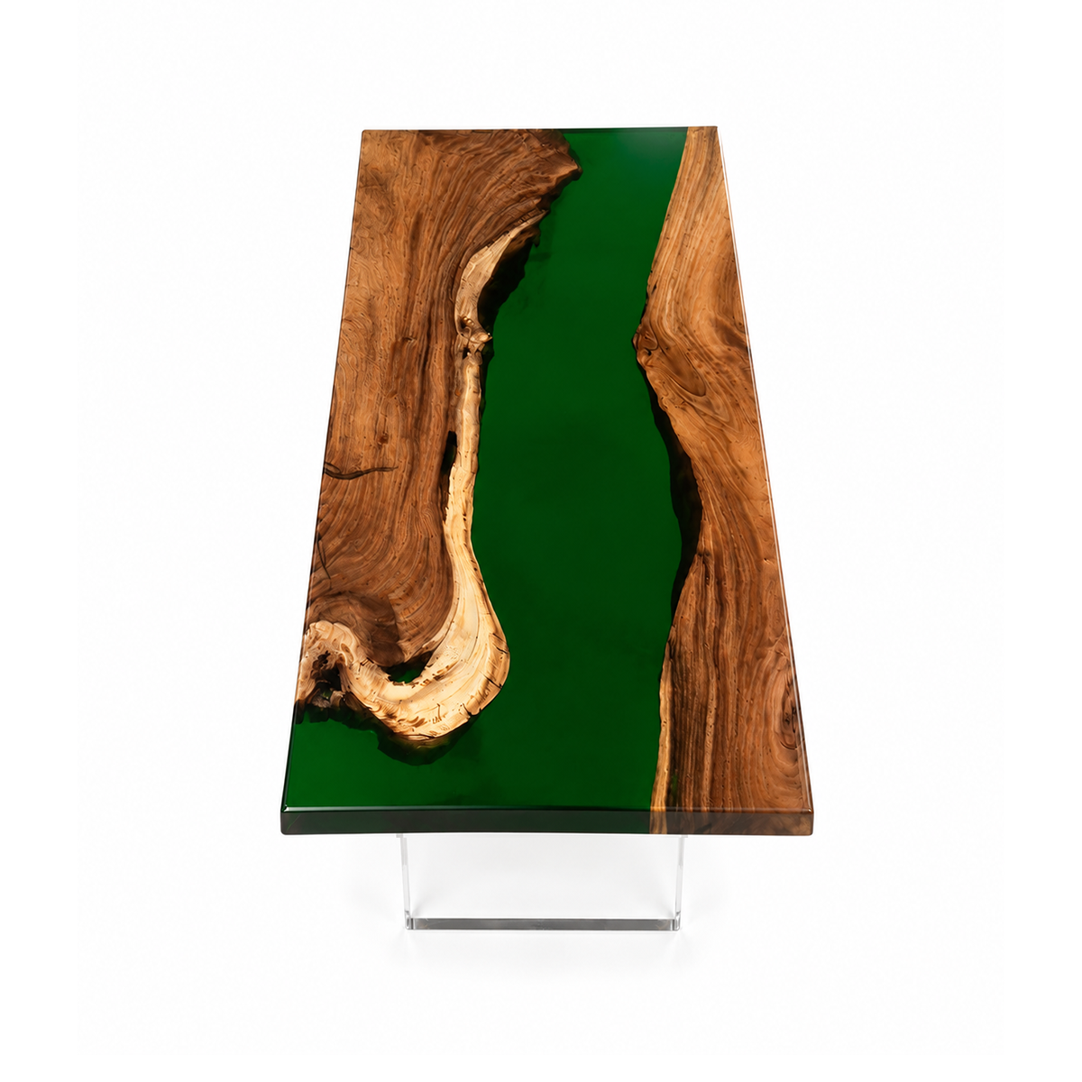 Walnut Wood with Green Epoxy Resin Conference Table