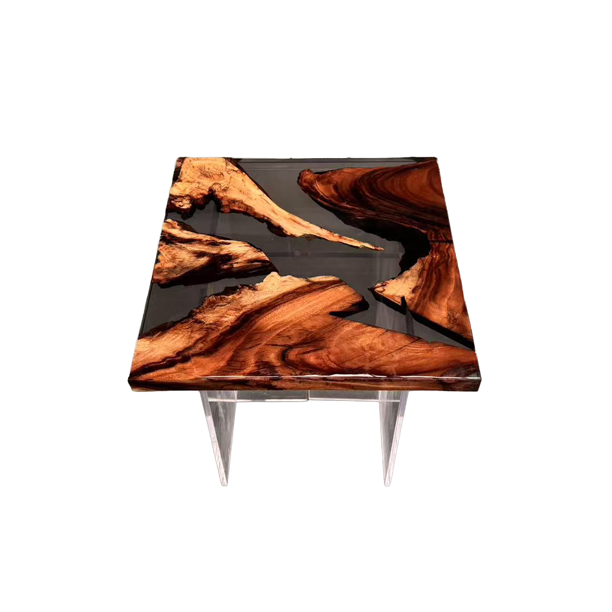 Black Wood River Resin Side Table
