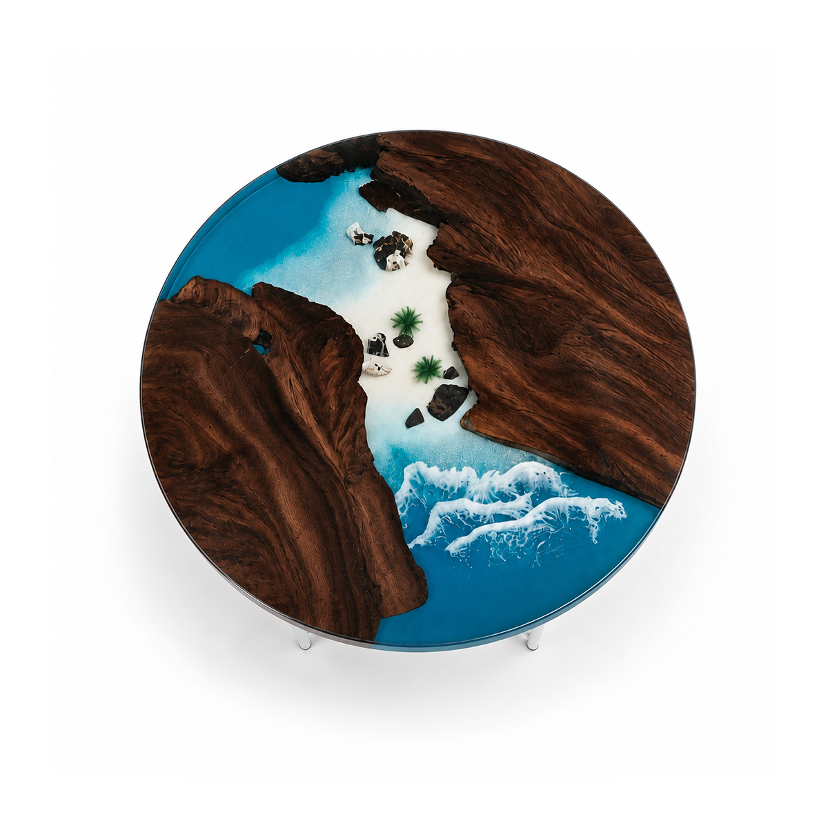 Black Walnut with Island Epoxy Resin Round Table