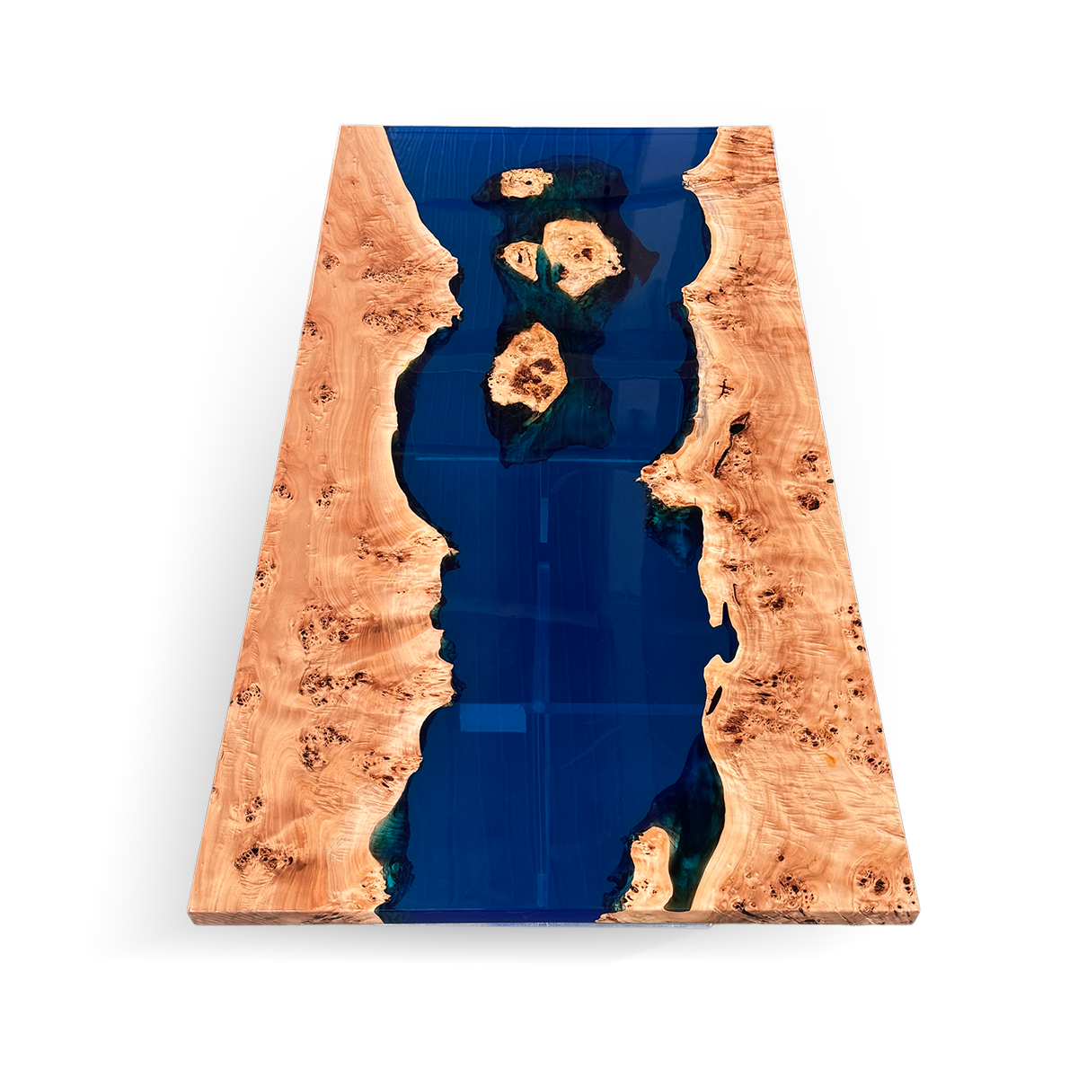Poplar Wood Blue River Rectangle Resin Coffee Table