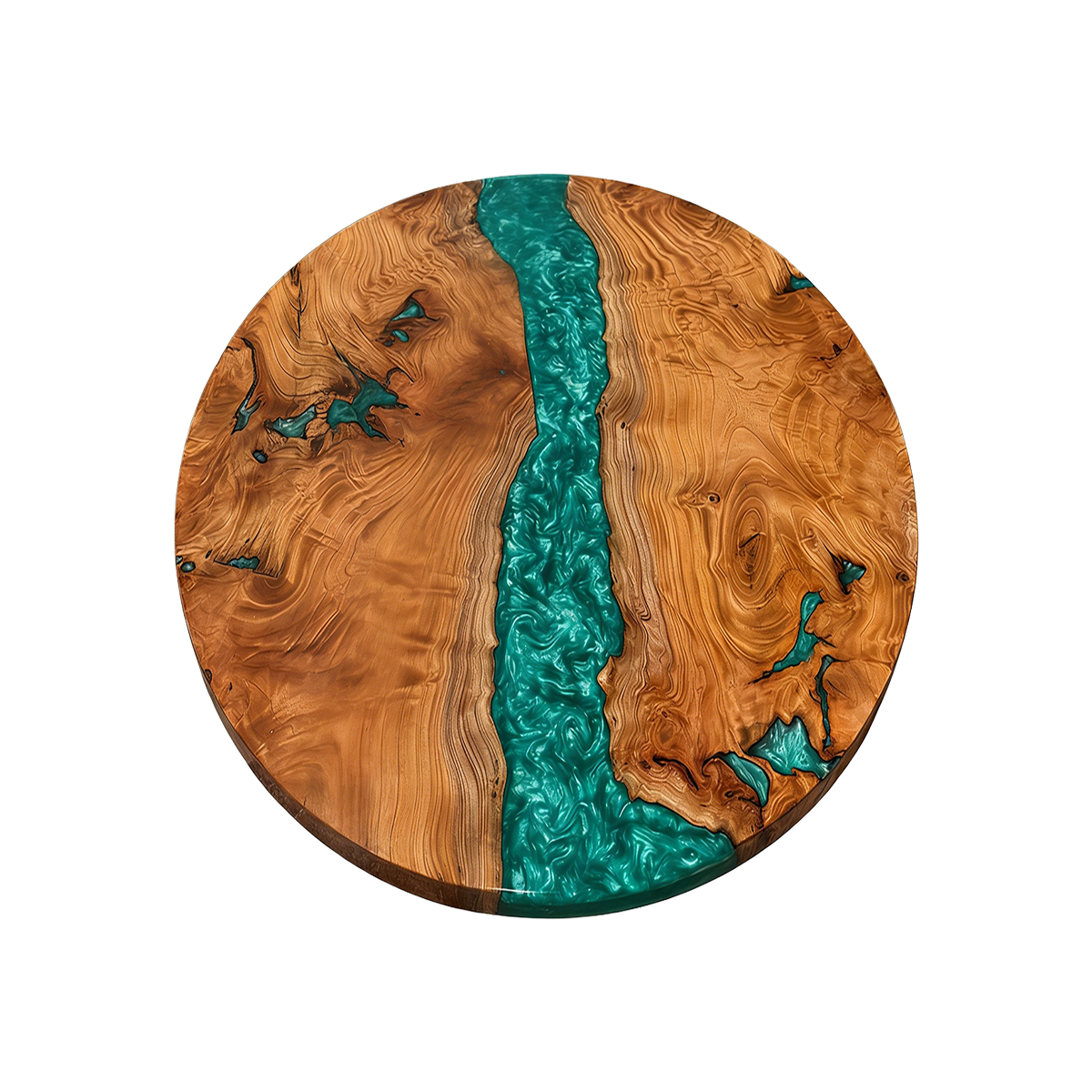 Cunninghamia Wood Swirl Green Resin Round Table