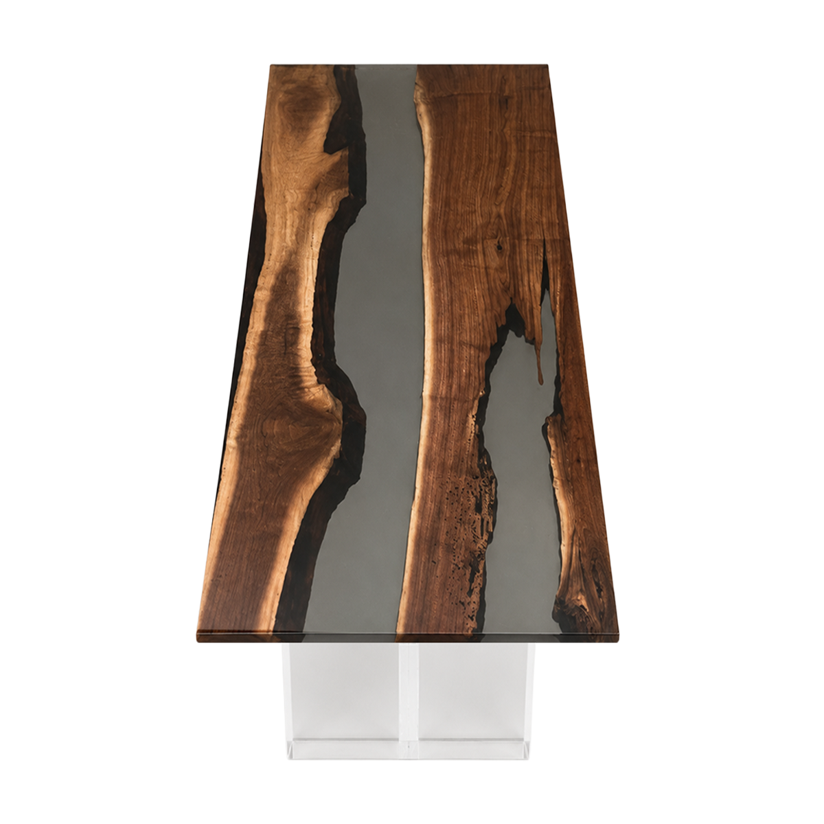 Black Walnut Wood with Transparent Epoxy Resin Dining Table 29.9"W x 71.7"L Thickness 1.6"