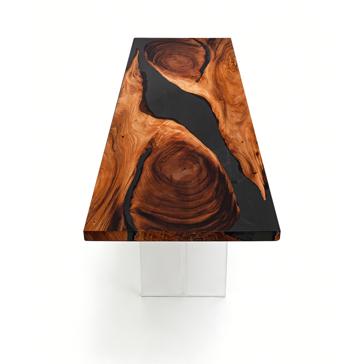 Black Walnut Wood Transparent Black Rectangle Epoxy Resin Conference table