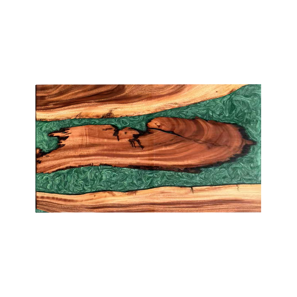 Walnut Wood Green River Rectangle Epoxy Resin Dining Table