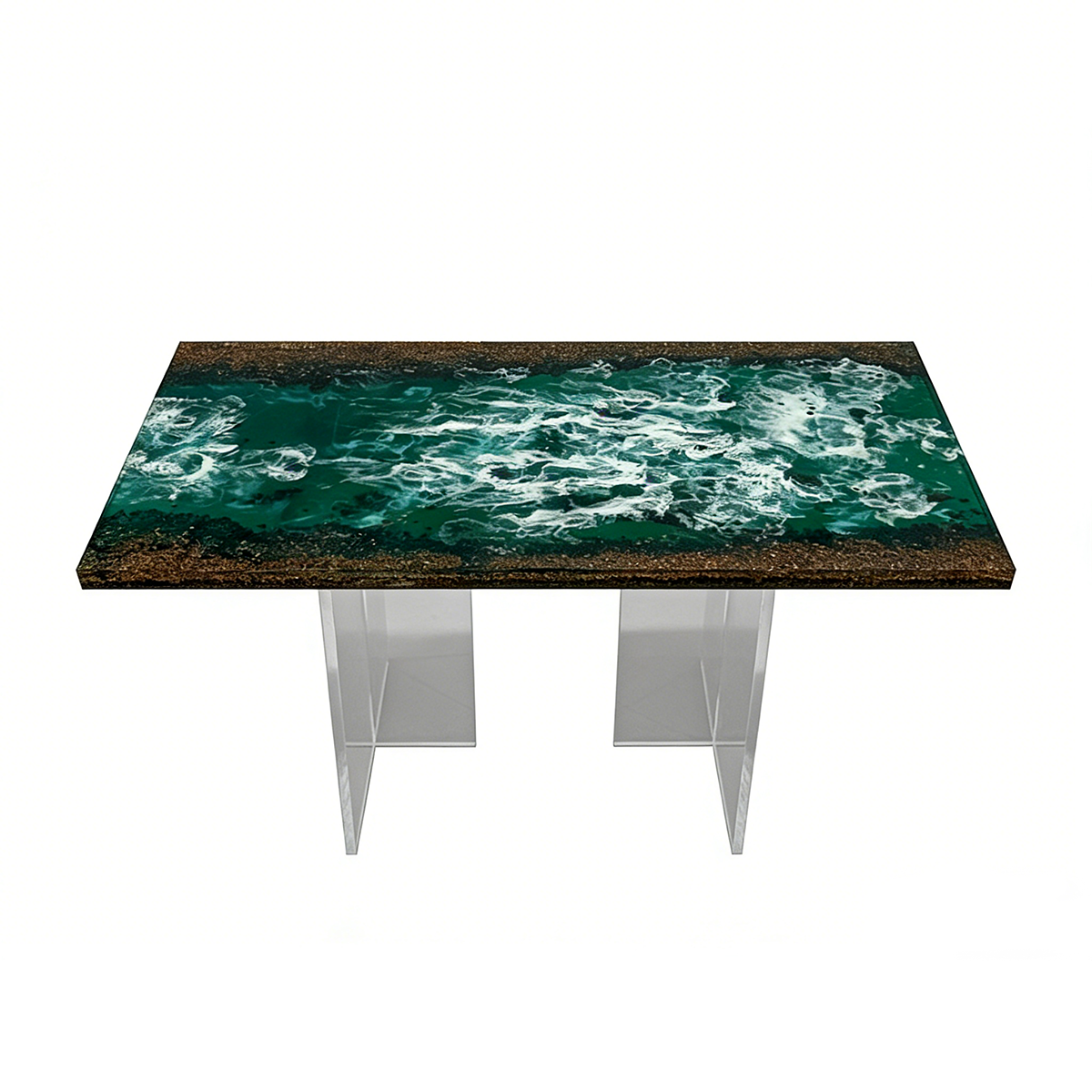 Ocean Wave Rectangle Epoxy Resin Coffee Table