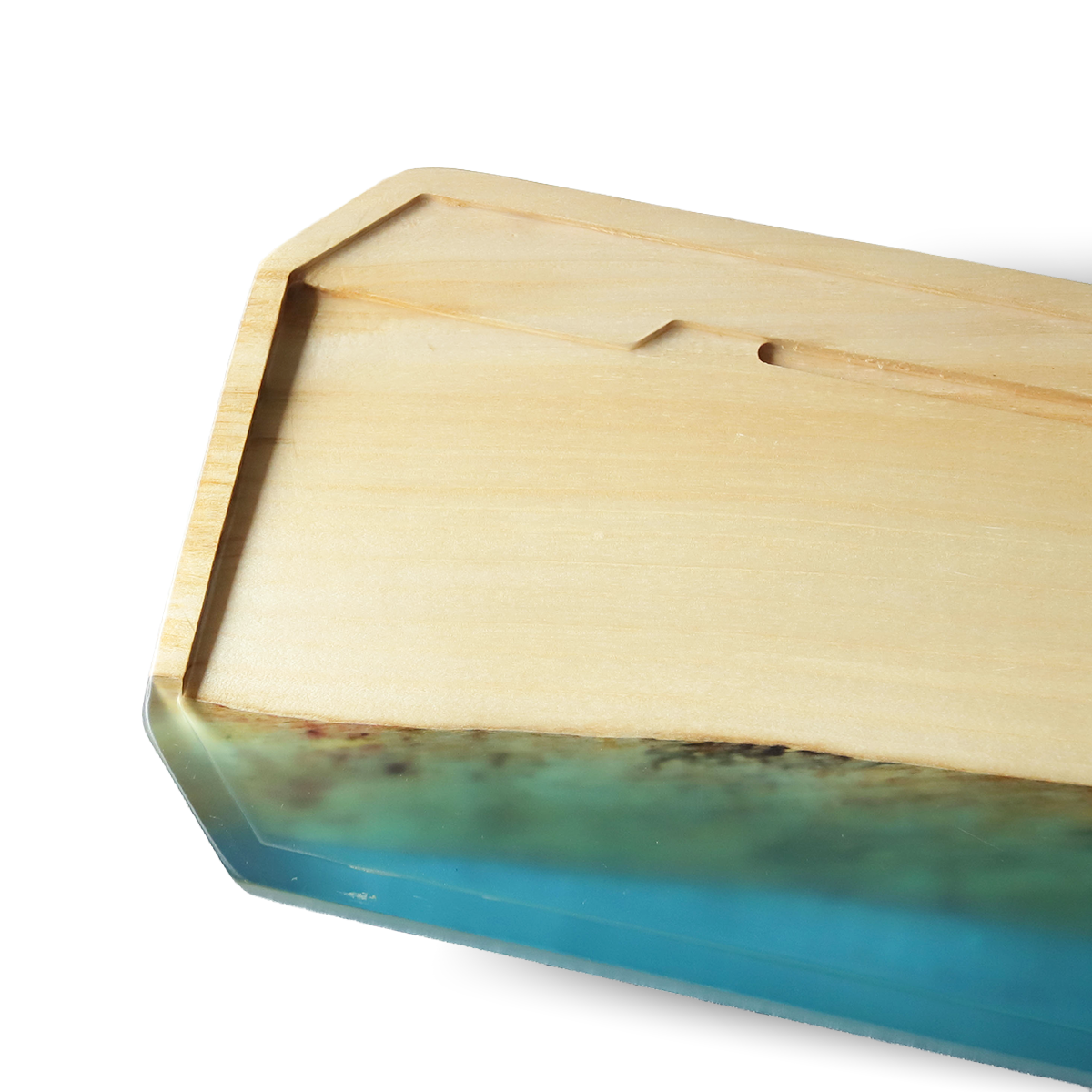 Light Wood Turquoise Epoxy Resin Tea Tray