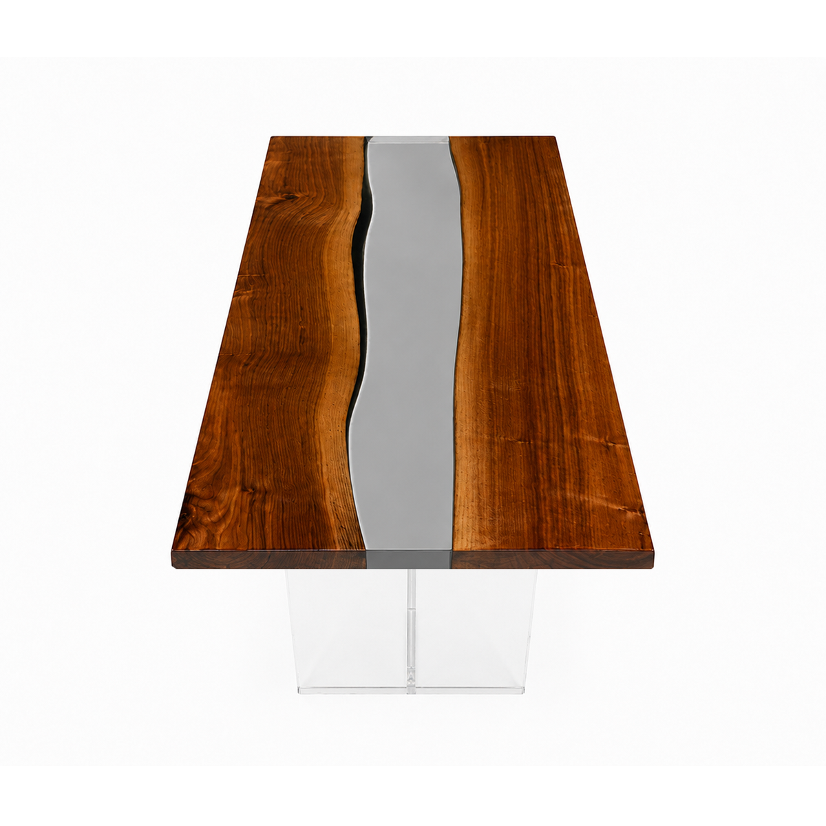 Black Walnut Wood with Clear Epoxy Resin Coffee Table 23.6"W x 47.2"L Thickness 2.0"