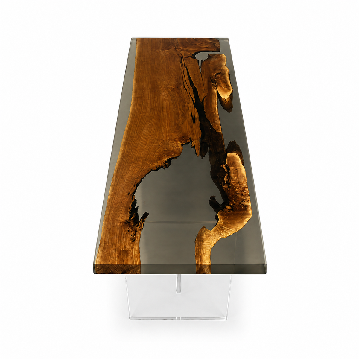 Black Walnut Wood with Black Transparent Epoxy Resin Dining Table 39.4"W x 137.8"L Thickness 2.4"