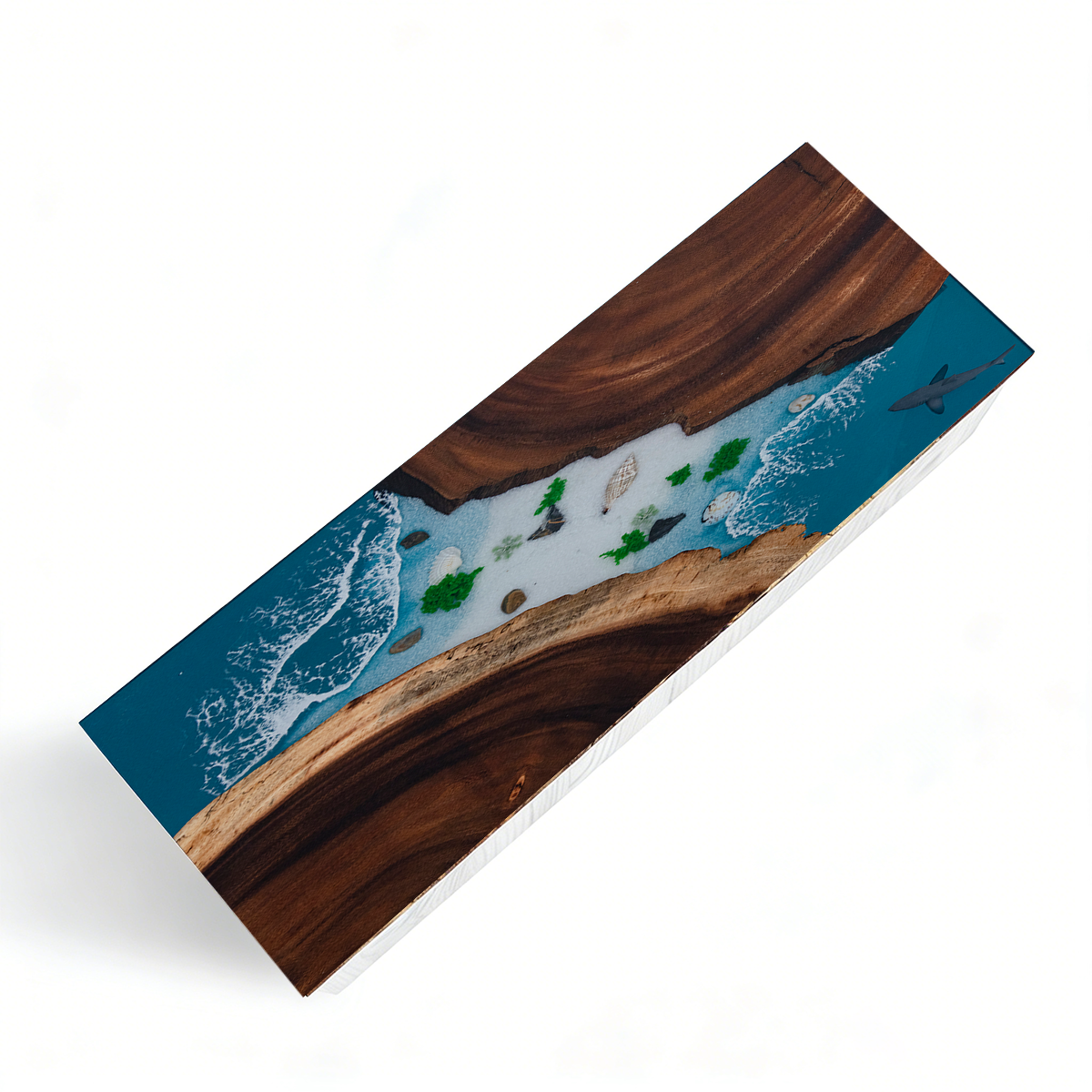 Black Walnut Ocean Wave Rectangle Resin Countertop