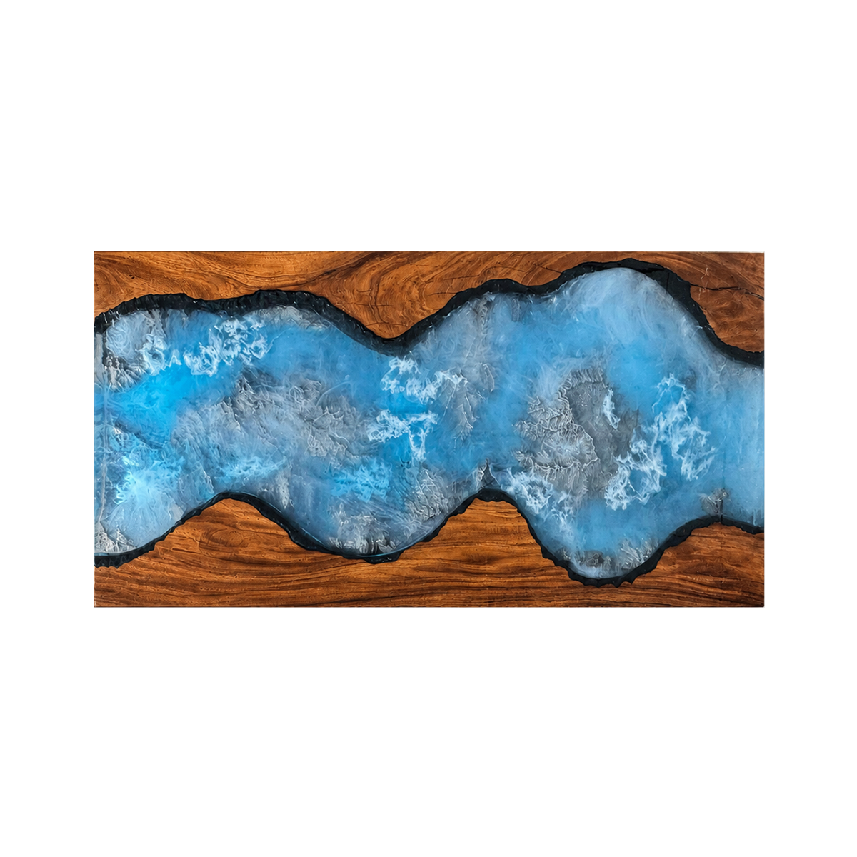 Walnut Wood with Swirl Blue Epoxy Resin Conference Table