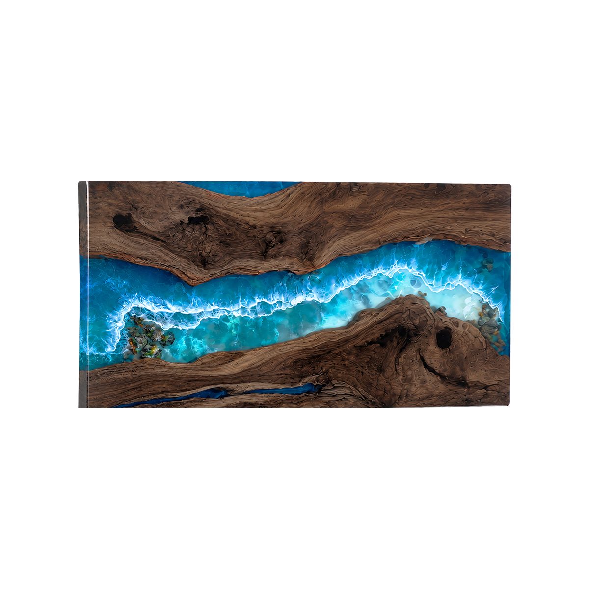 Black Walnut with Blue Wave Epoxy Resin Dining Table