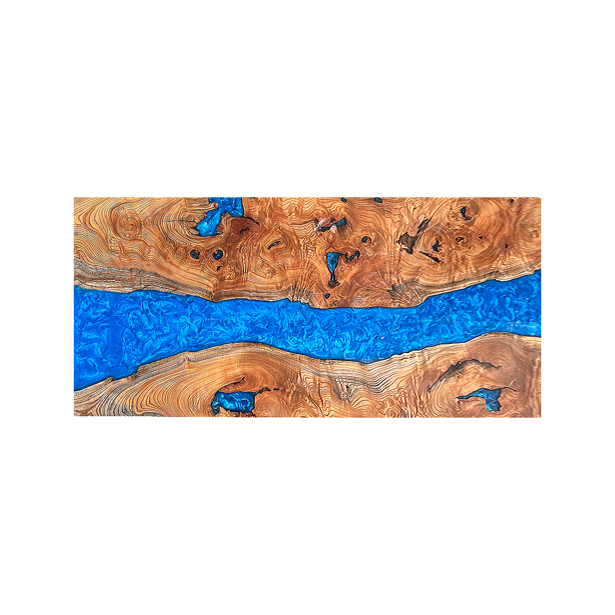 Walnut Wood Blue River Rectangle Epoxy vResin Dining Table