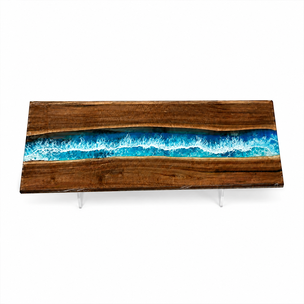Black Walnut with Blue Wave Epoxy Resin Conference Table
