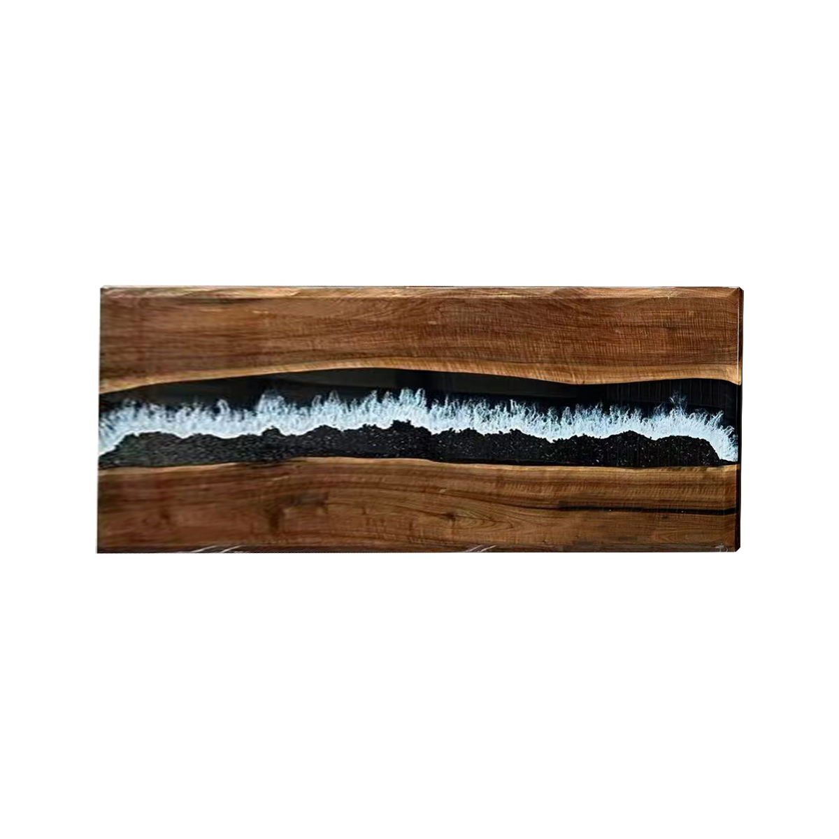 Walnut Wood Black Wave Epoxy Resin Conference Table