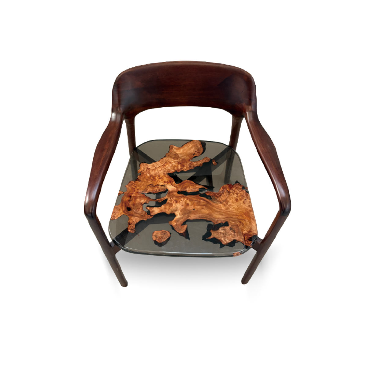 Poplar Wood Epoxy Resin Curved-back Armchair