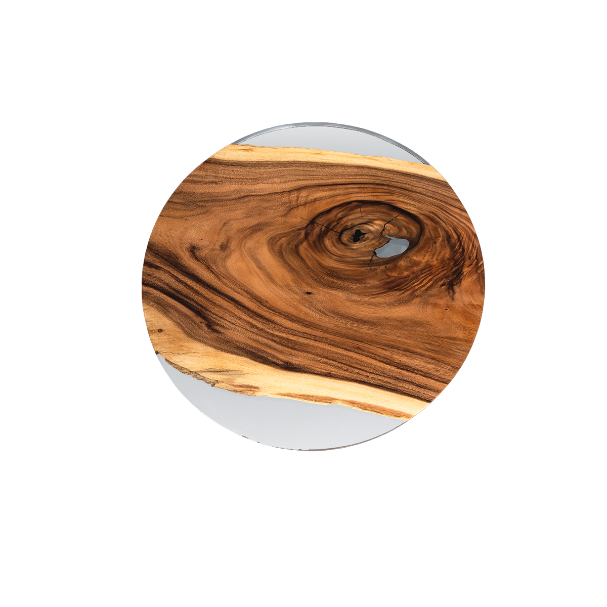 Walnut Wood Round Resin Table