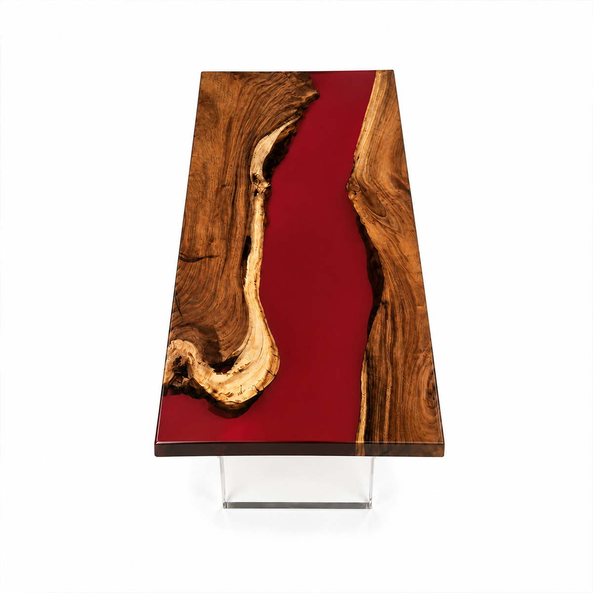 Walnut Wood with Red Epoxy Resin Conference Table