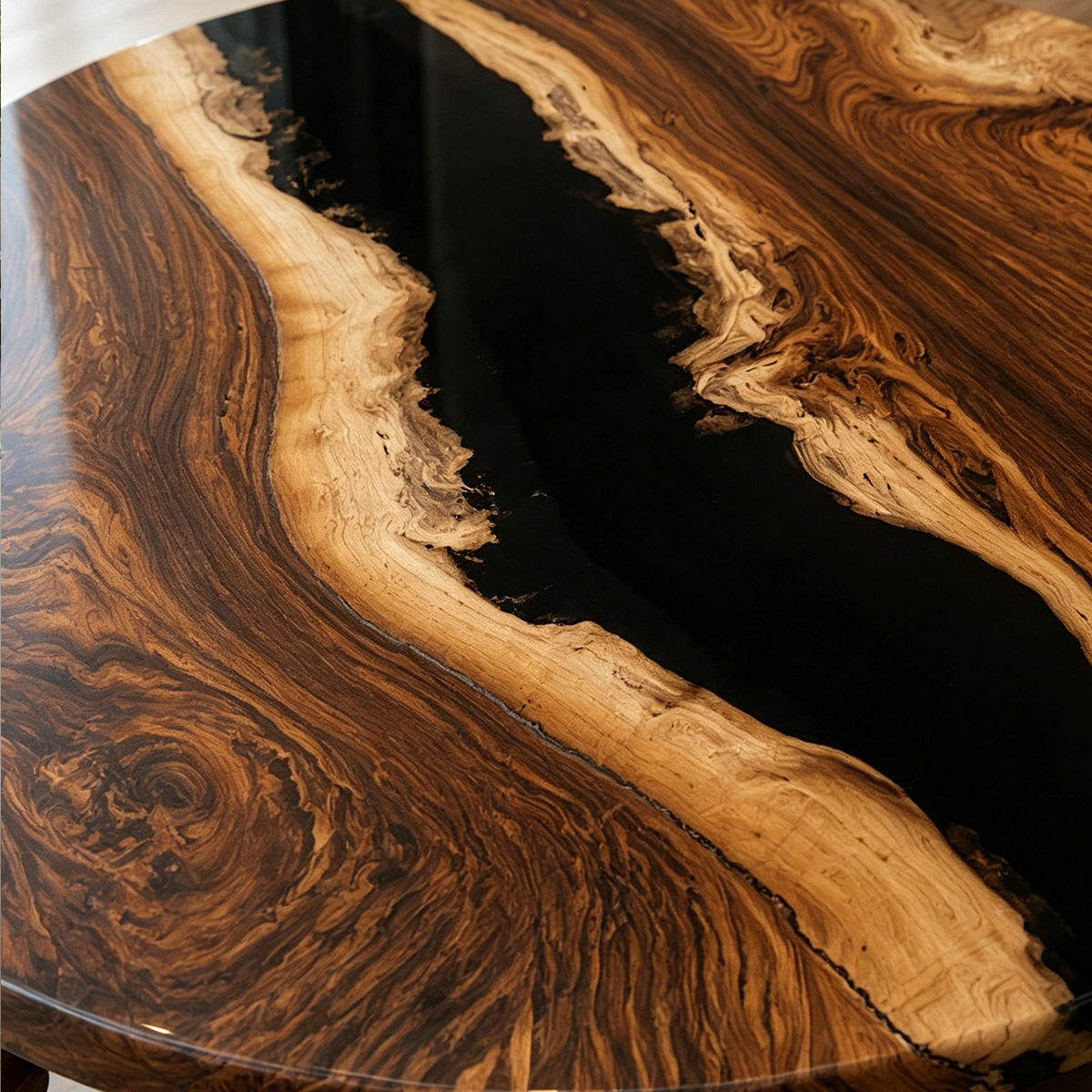 Black Walnut with Black Epoxy Resin Round Table