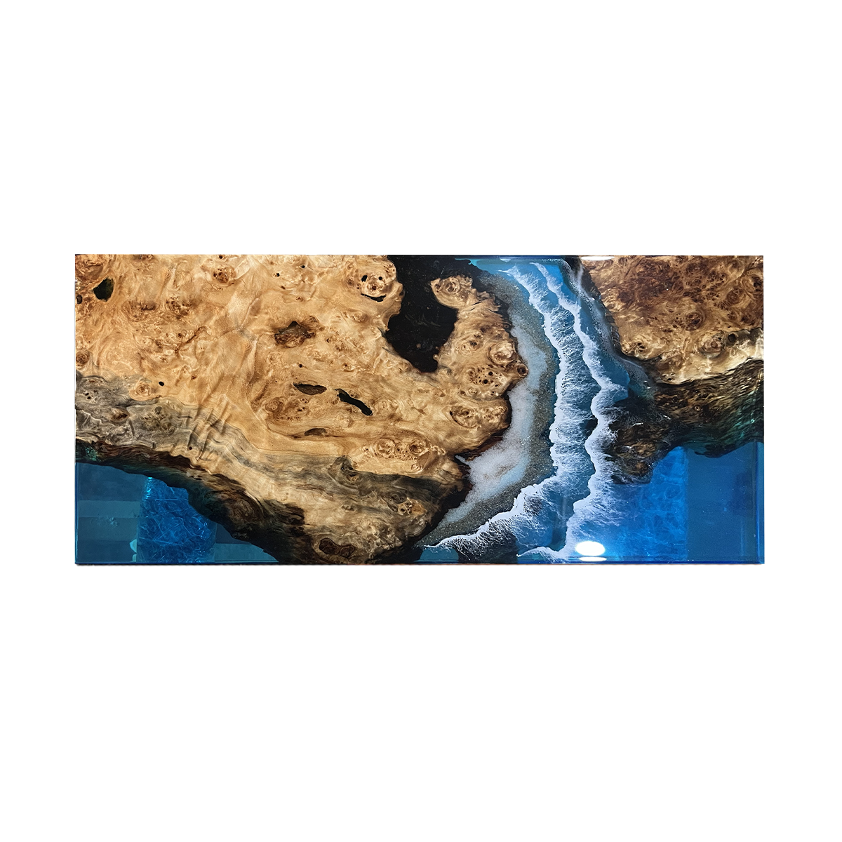 Olive Wood Ocean Wave Epoxy Resin Conference Table
