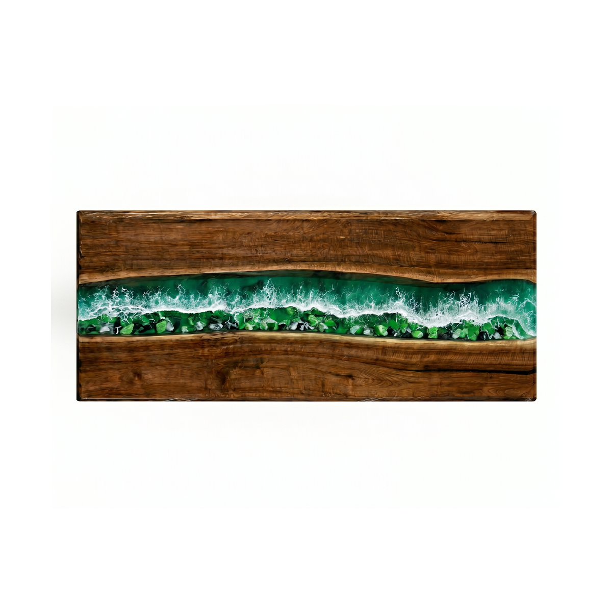 Black Walnut with Green Wave Epoxy Resin Conference Table