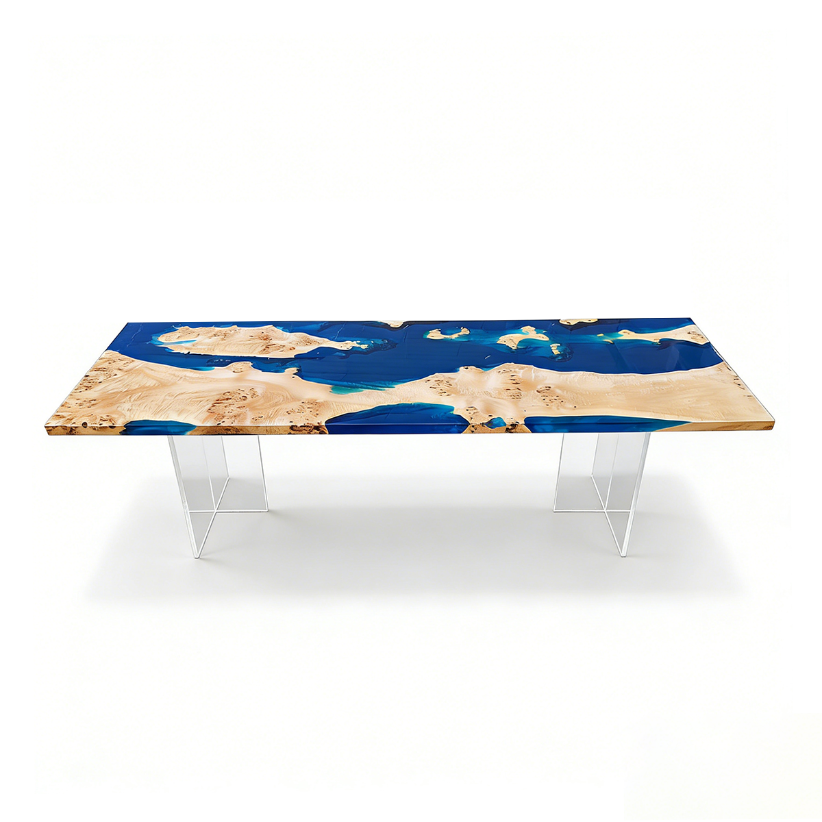 Poplar Wood Blue Ocean Rectangle Resin Conference Table