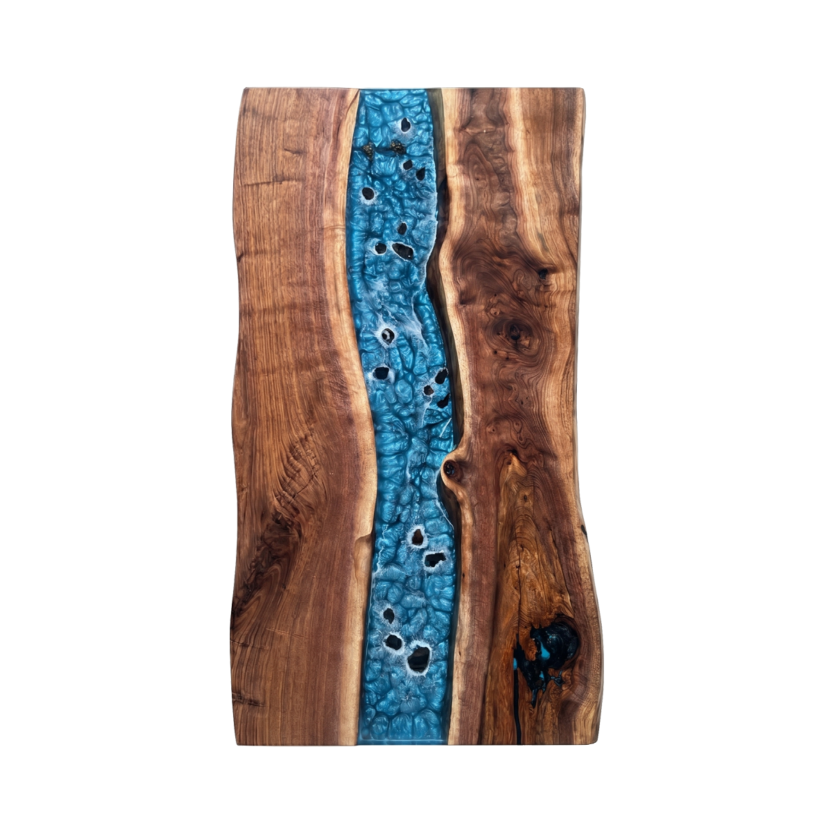 Walnut Wood Epoxy Resin Turquoise Stream Dining Table
