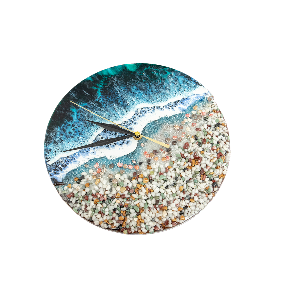 Coastal Scene Pebbl Resin clock
