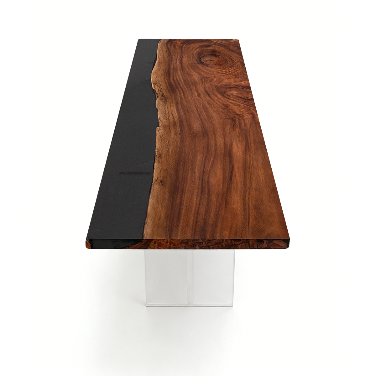 Black Walnut Wood Rectangle Resin Conference table