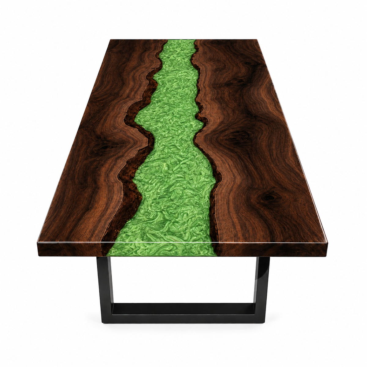 Black Walnut with Green Epoxy Resin Dining Table