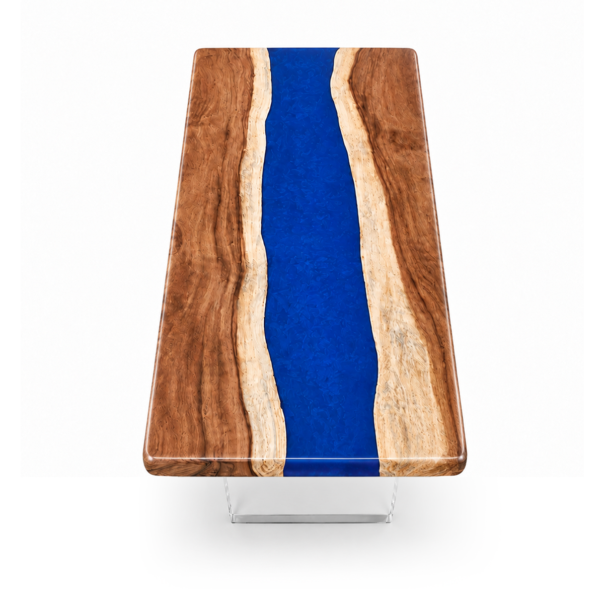 Walnut Wood with Blue Epoxy Resin Dining Table