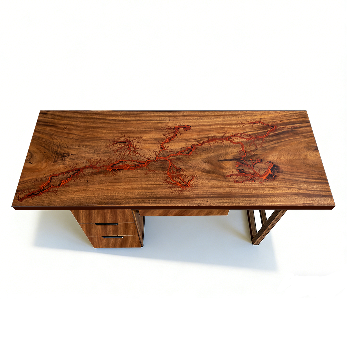 Black Walnut Wood Red Epoxy Desk