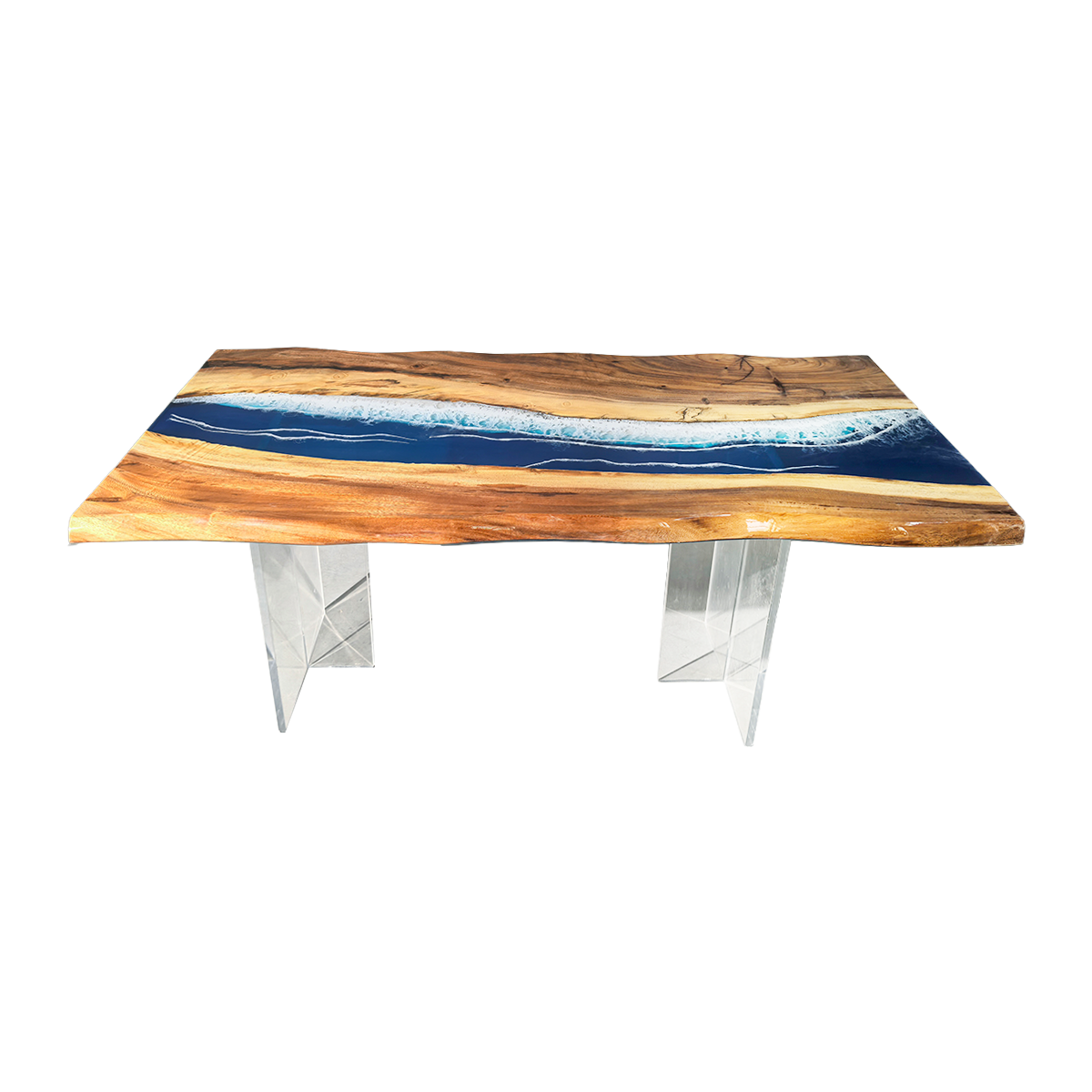 Walnut Ocean Wave Epoxy Resin Coffee Table