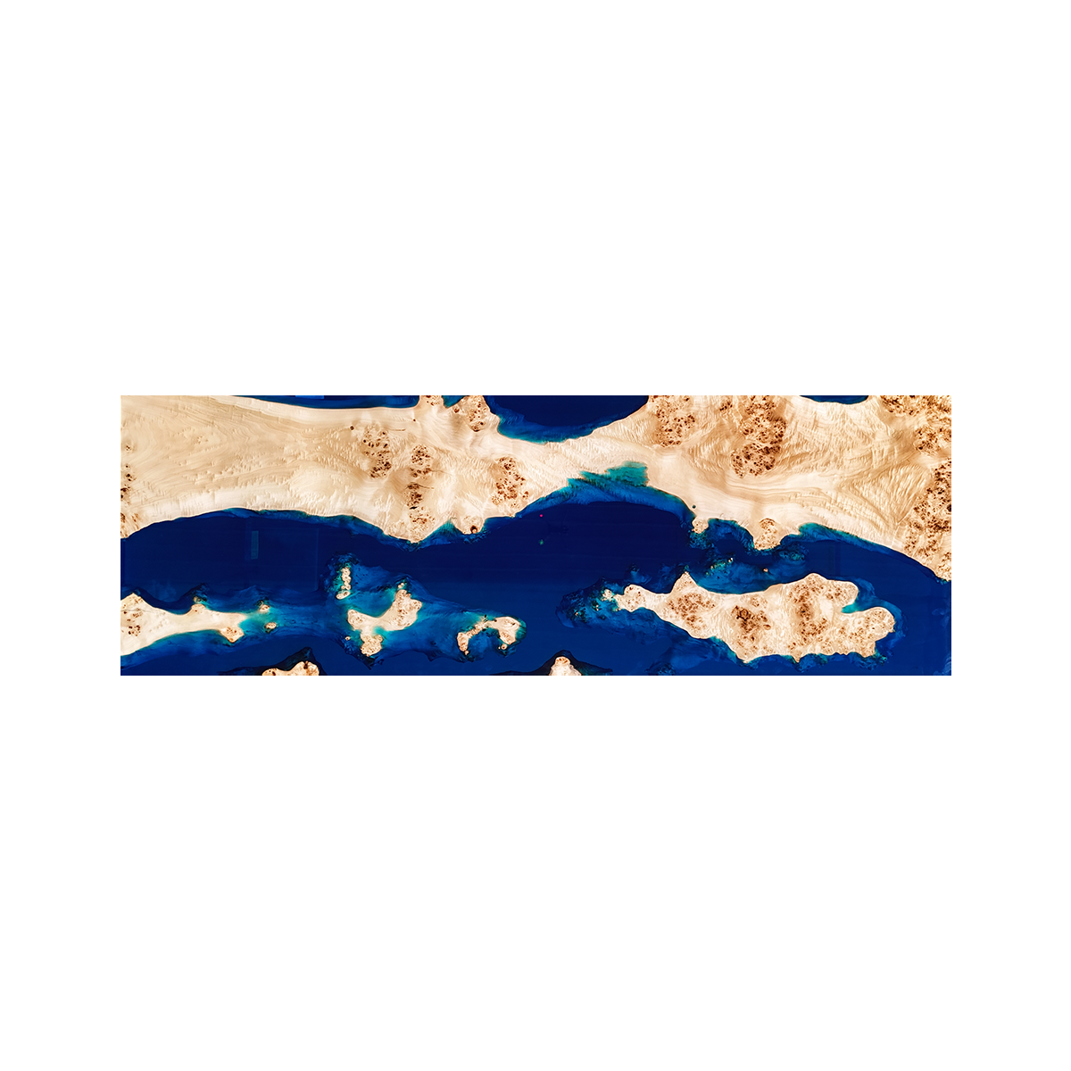 Ocean Archipelago Poplar Wood Blue Wave Epoxy Resin Conference Table