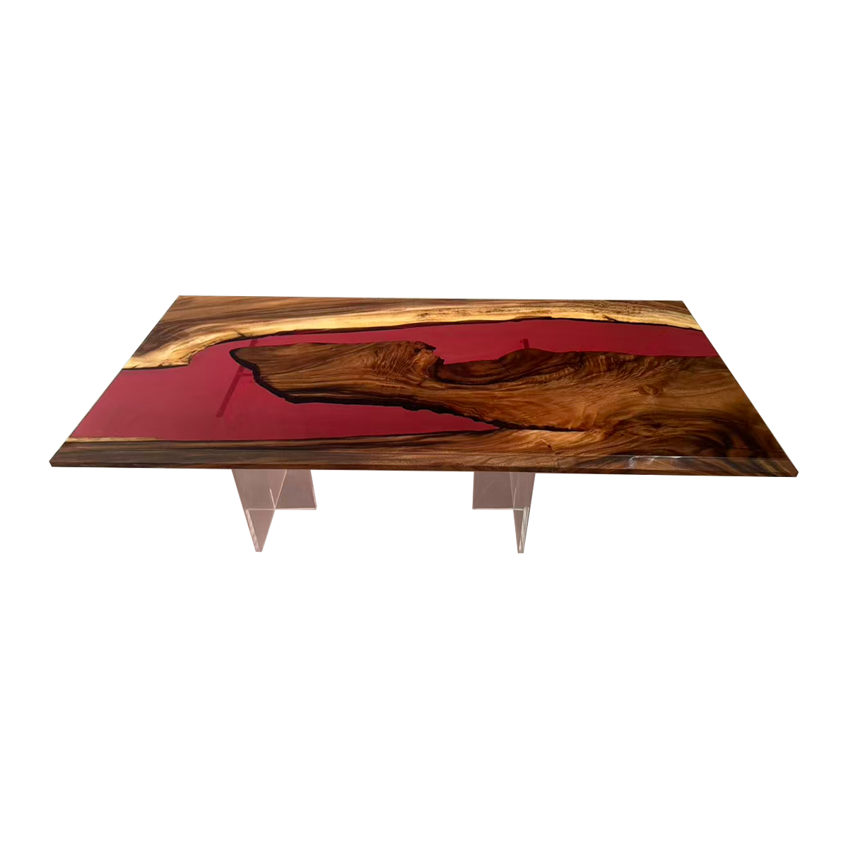Walnut Red Epoxy Resin River Coffee Table