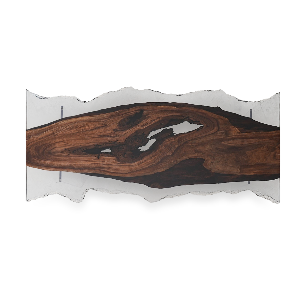 Black Walnut Wood with Clear Epoxy Resin Dining Table 78.7" L × 35.4" W Thickness 2"