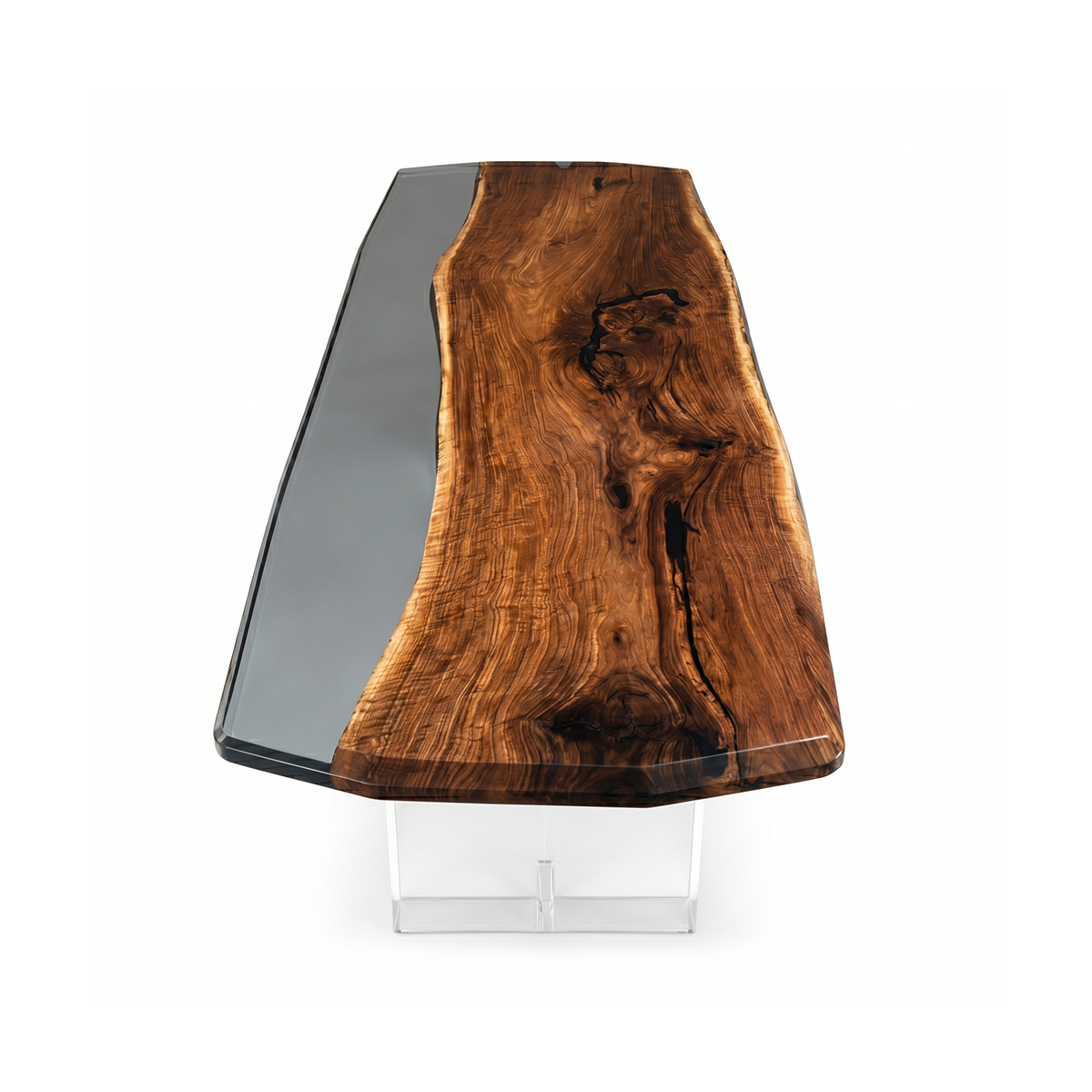Black Walnut Wood with Black Transparent Epoxy Resin Dining Table 39.4"W x 94.5"L Thickness 2.4"