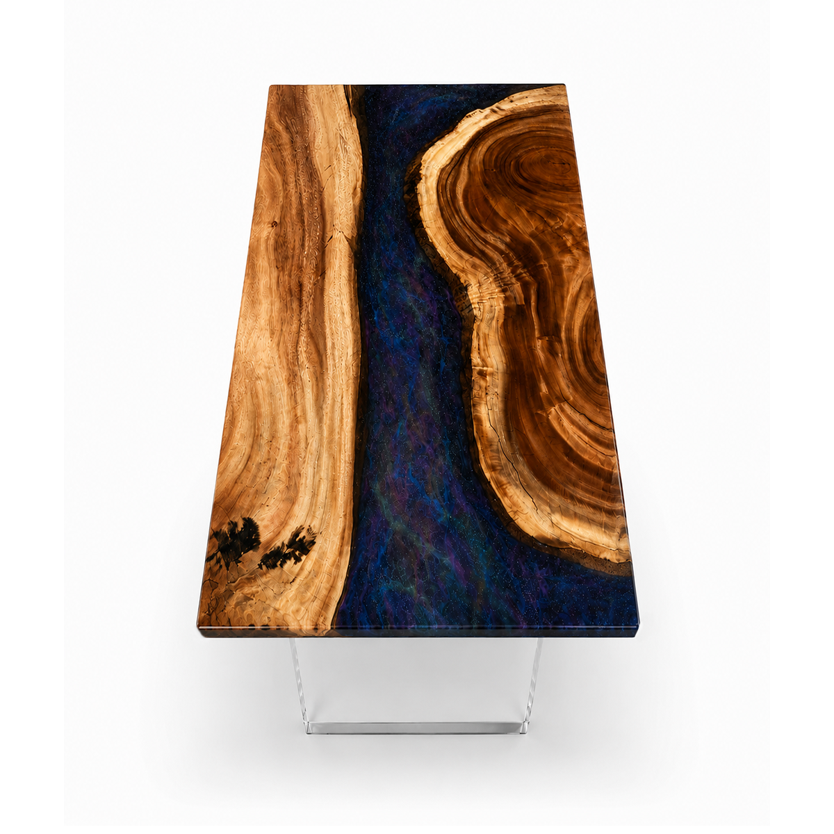 Walnut Wood with Sky Epoxy Resin Conference Table
