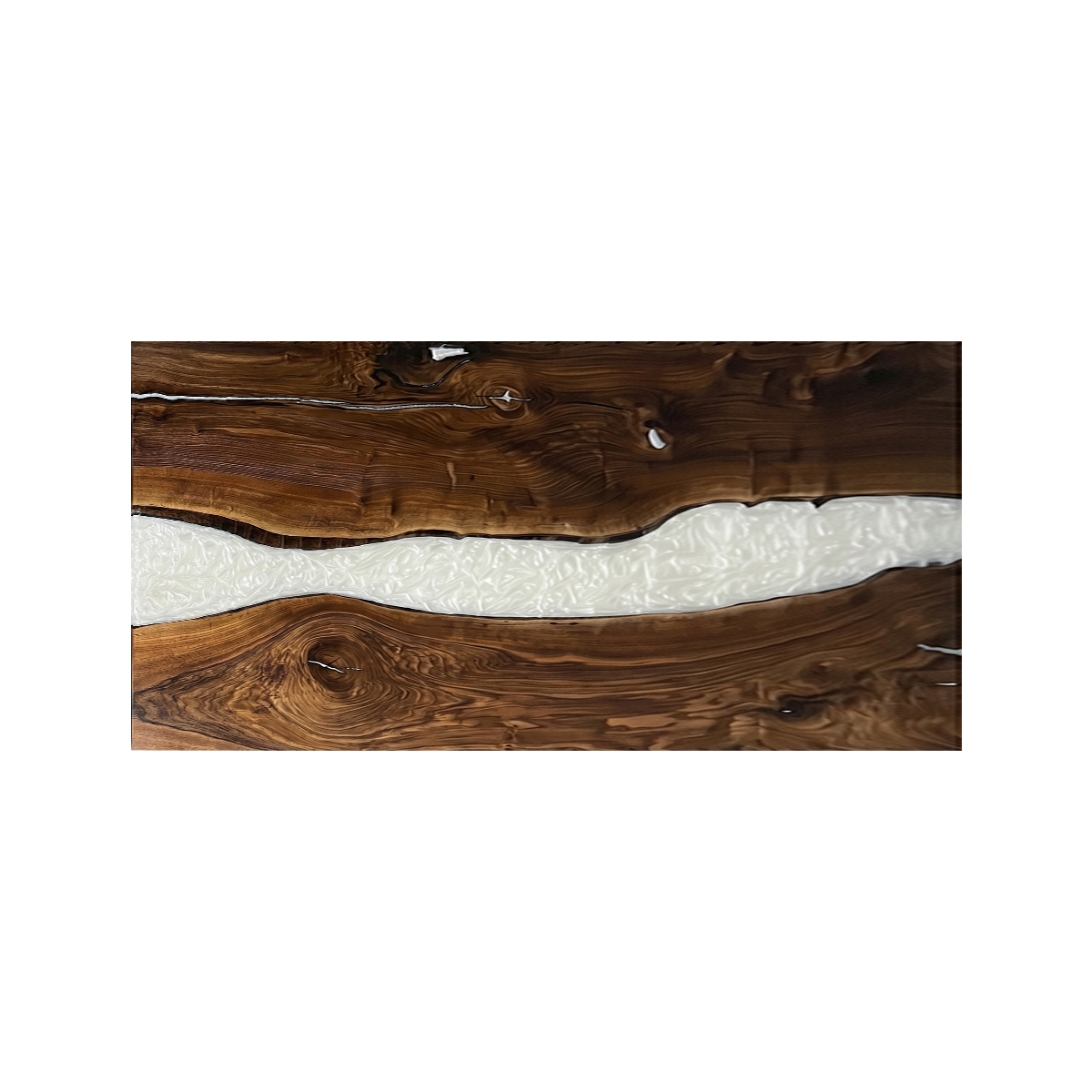 Black Walnut White Pearl Epoxy Resin River Dining Table