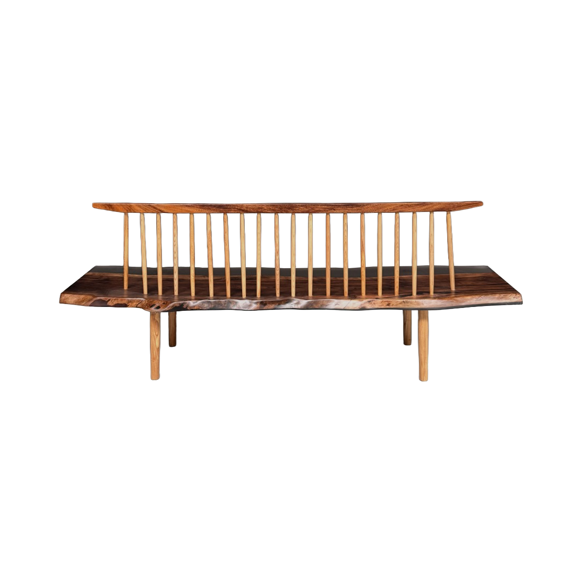 Nakashima-inspired Asian Walnut Live Edge Bench 94"L x 20"D x 24"H