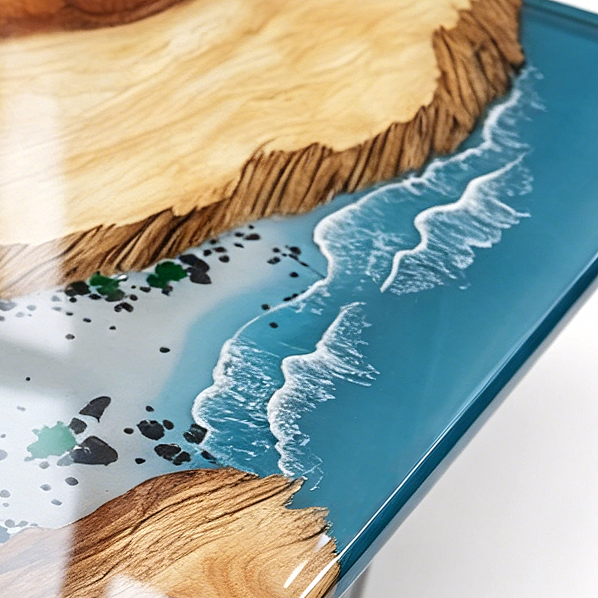 Walnut Wood Rectangle Island Epoxy Resin Coffee Table