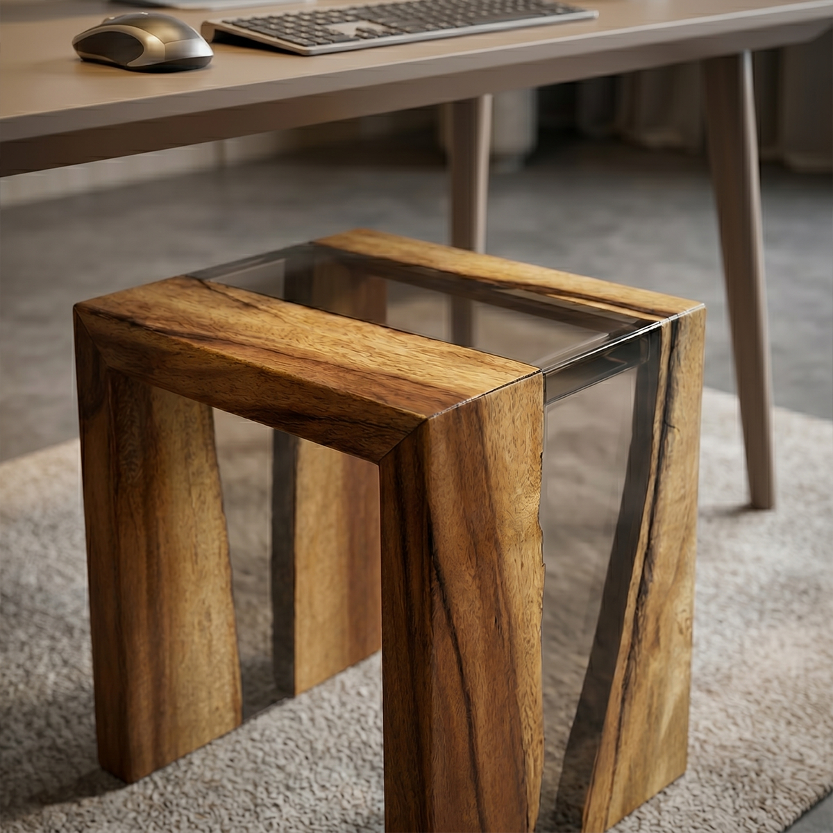 Walnut Wood Resin Stool